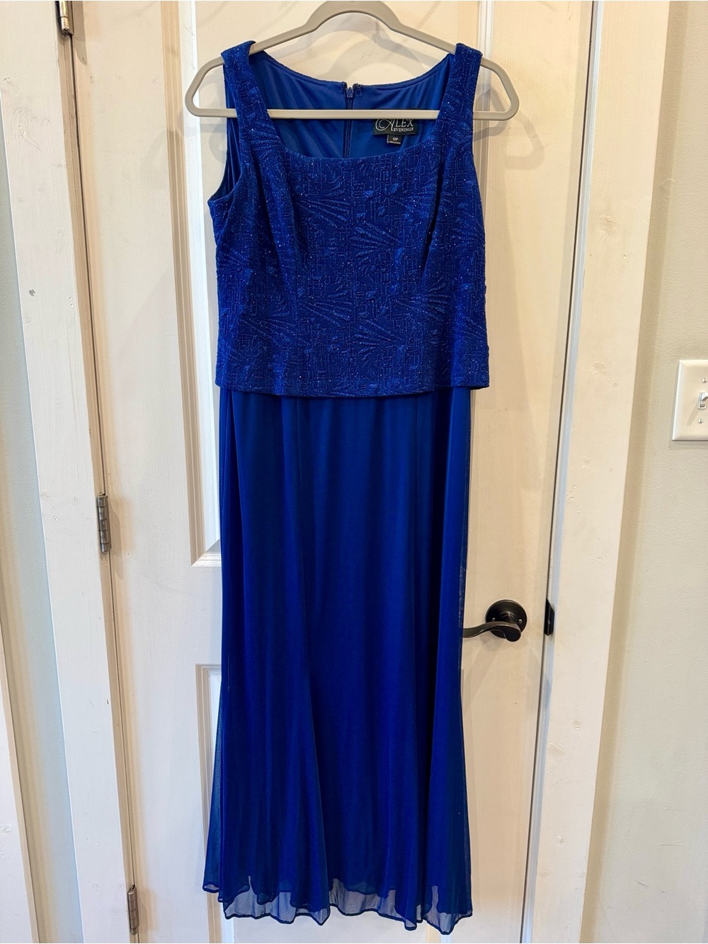 Alex Evenings Cobalt Sleeveless Formal Evening Gown Mother of the Bride or Groom